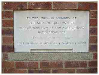 Plaque to Men of High Wych